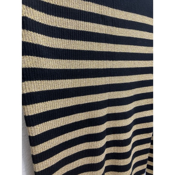 Lauren Ralph Lauren Preppy Sweater Womens Medium Classic Black Gold Stripe - Picture 6 of 14